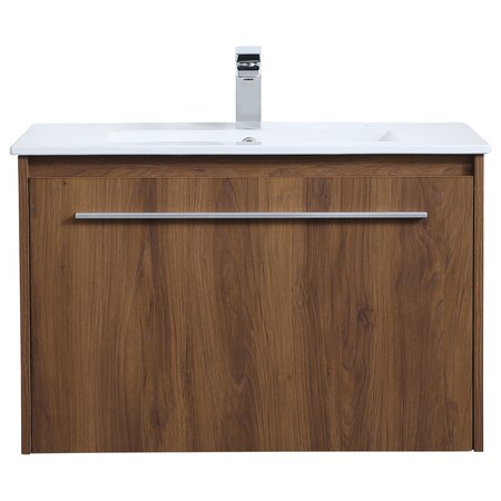 Elegant Decor 30 Inch Single Bathroom Floating Vanity In Walnut Brown VF45030WB